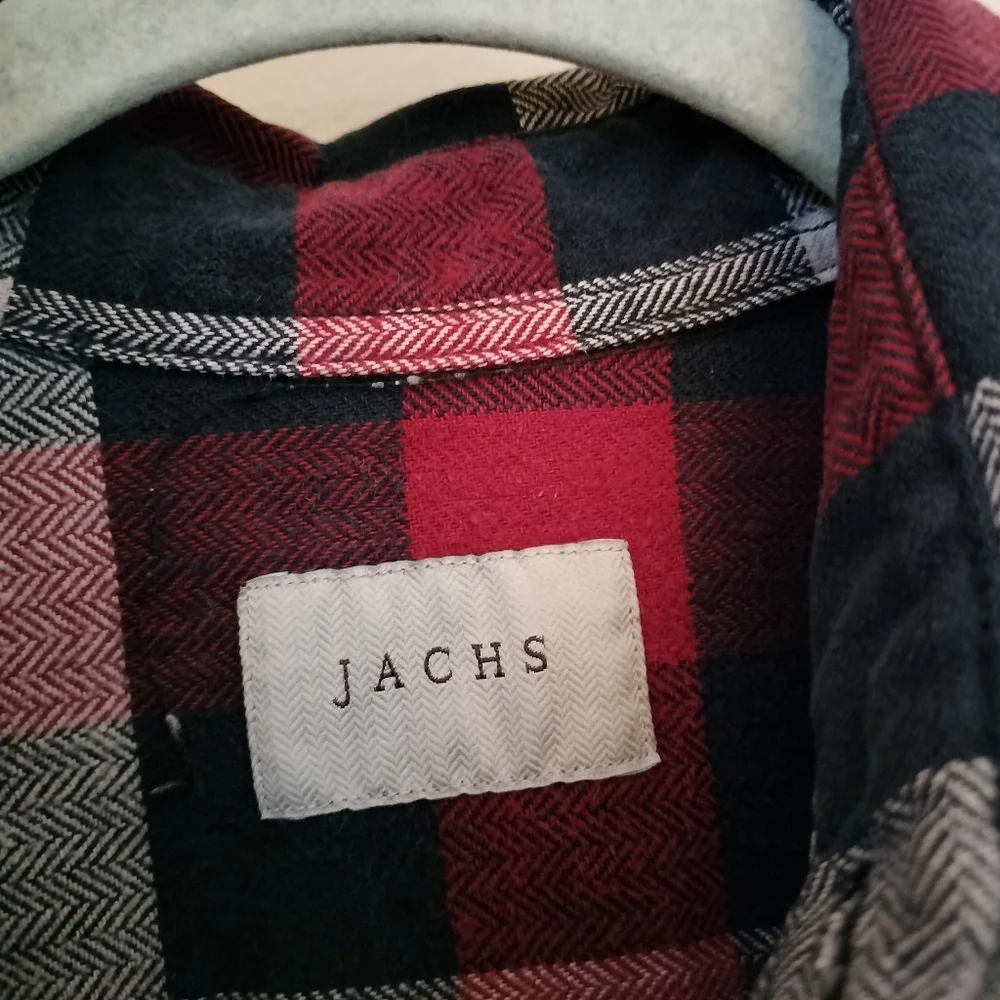 Jachs Set Of 2 Mens Cotton Flannel Mens Shirts M Check Plaid Modern Outdoorsy